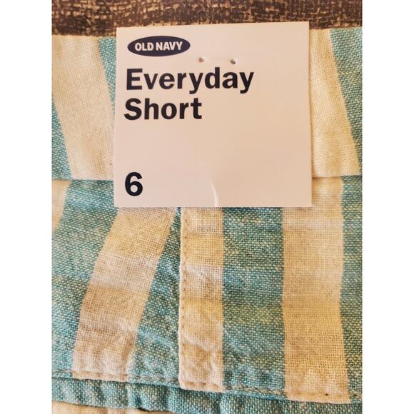 Old Navy Everyday Shorts 5" Inseam Linen Blend Striped Size 6 NWT - Picture 3 of 7